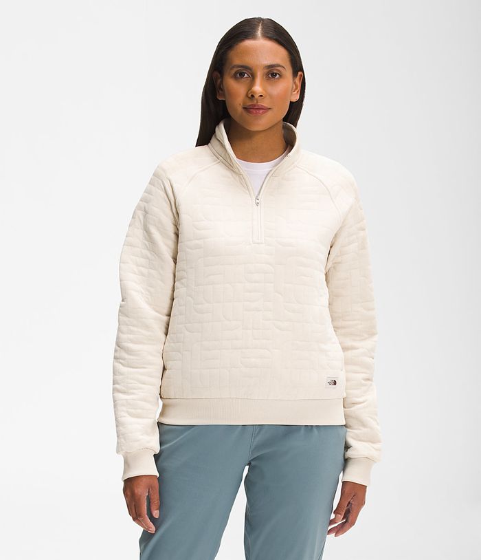 Pullover The North Face Mujer Longs Peak Quilted ¼ Zip - Colombia DBPCAK864 - Blancas